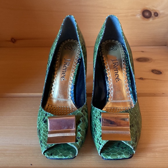 J. Renee Green reptile open toe pump shoes - Picture 2 of 6